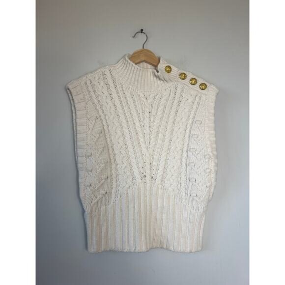 NEW Veronica Beard Holton Cable Knit Wool Sleeveless Vest White Size: Small - Picture 2 of 7